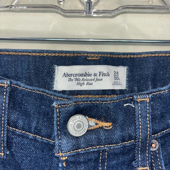 Abercrombie & Fitch The ‘90s Relaxed High Rise Jeans - Dark Wash - Size 24 - Picture 12 of 15